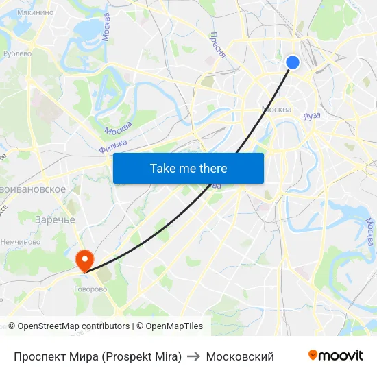 Проспект Мира (Prospekt Mira) to Московский map
