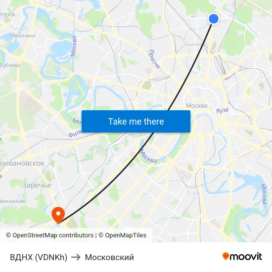 ВДНХ (VDNKh) to Московский map