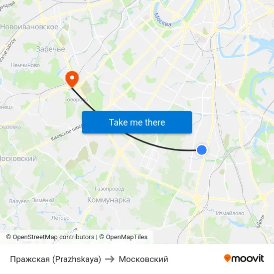 Пражская (Prazhskaya) to Московский map