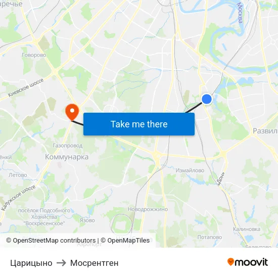 Царицыно to Мосрентген map