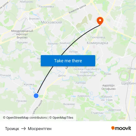 Троицк to Мосрентген map