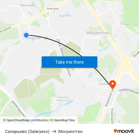 Саларьево (Salaryevo) to Мосрентген map