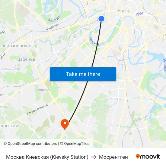 Москва Киевская (Kievsky Station) to Мосрентген map