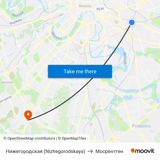Нижегородская (Nizhegorodskaya) to Мосрентген map