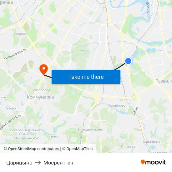 Царицыно to Мосрентген map