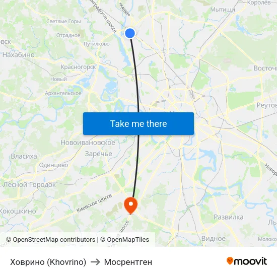 Ховрино (Khovrino) to Мосрентген map