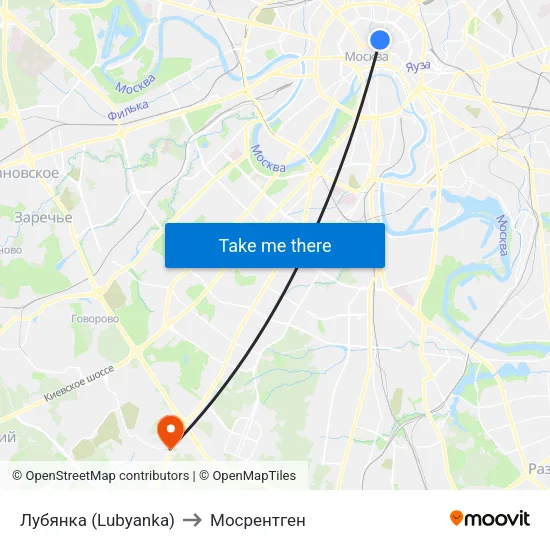 Лубянка (Lubyanka) to Мосрентген map