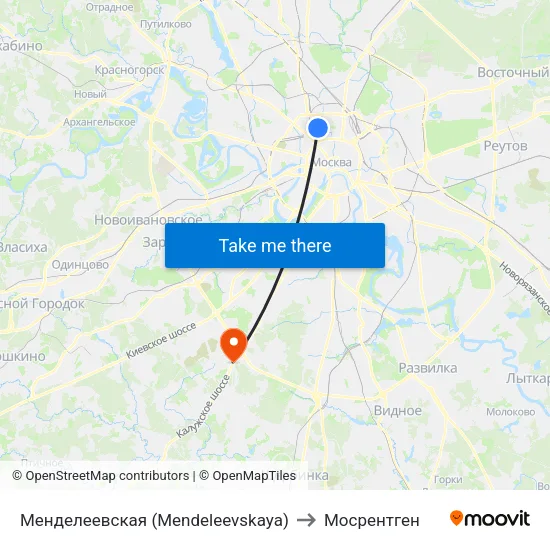 Менделеевская (Mendeleevskaya) to Мосрентген map