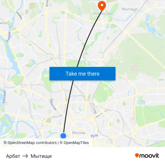 Арбат to Мытищи map