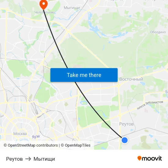 Реутов to Мытищи map