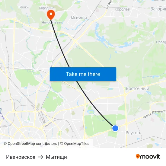 Ивановское to Мытищи map