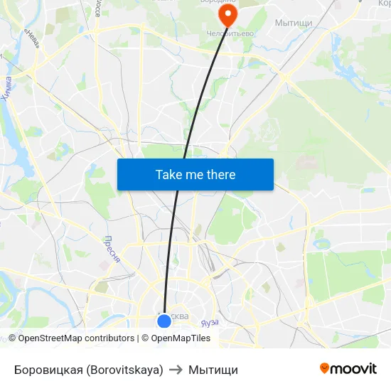 Боровицкая (Borovitskaya) to Мытищи map