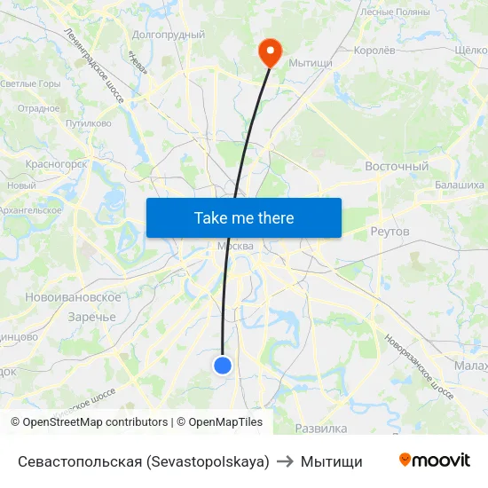 Севастопольская (Sevastopolskaya) to Мытищи map