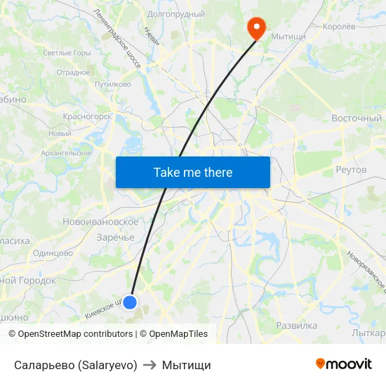 Саларьево (Salaryevo) to Мытищи map