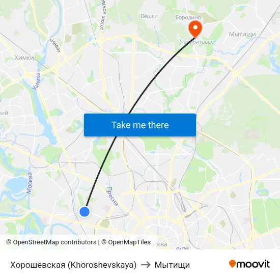 Хорошевская (Khoroshevskaya) to Мытищи map