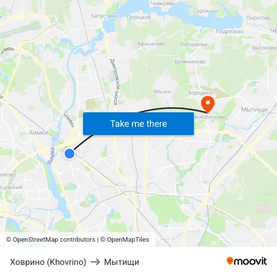 Ховрино (Khovrino) to Мытищи map