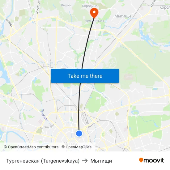 Тургеневская (Turgenevskaya) to Мытищи map