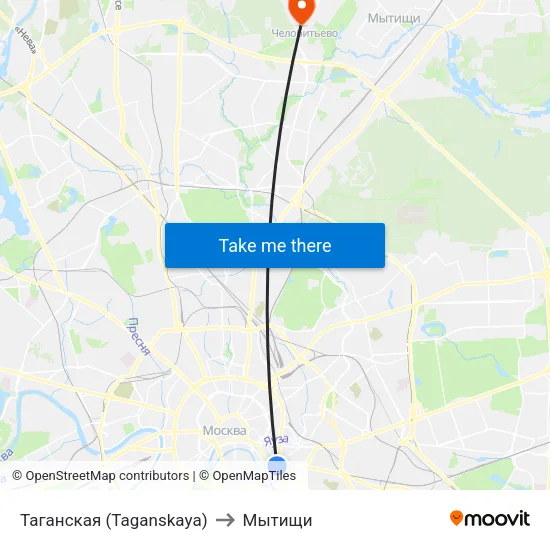 Таганская (Taganskaya) to Мытищи map