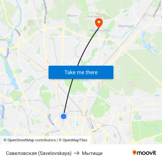 Савеловская (Savelovskaya) to Мытищи map