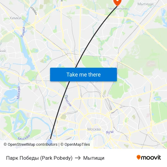 Парк Победы (Park Pobedy) to Мытищи map