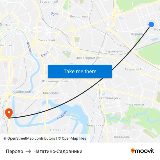 Перово to Нагатино-Садовники map