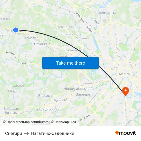 Снегири to Нагатино-Садовники map