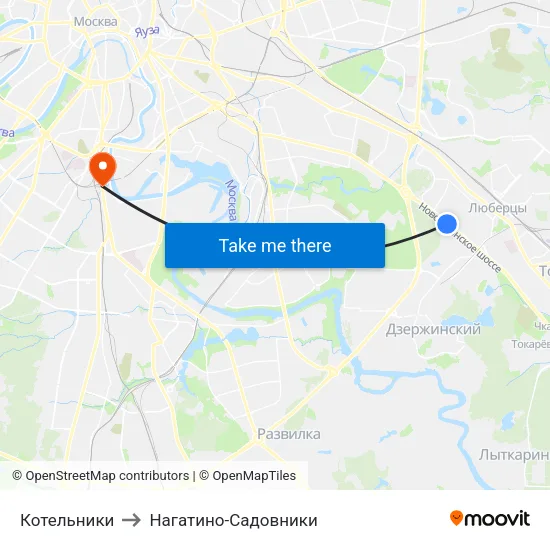 Котельники to Нагатино-Садовники map