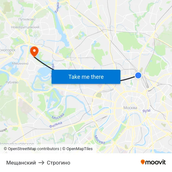 Мещанский to Строгино map