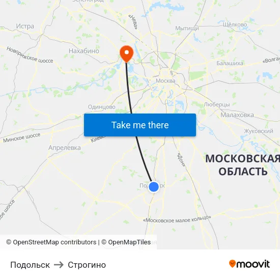 Подольск to Строгино map
