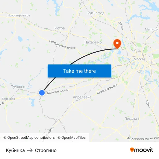 Кубинка to Строгино map