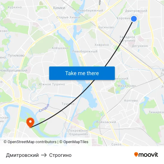 Дмитровский to Строгино map