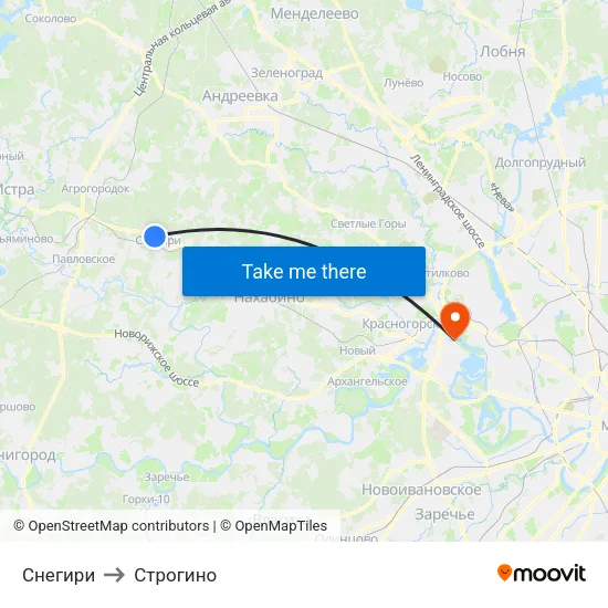 Снегири to Строгино map