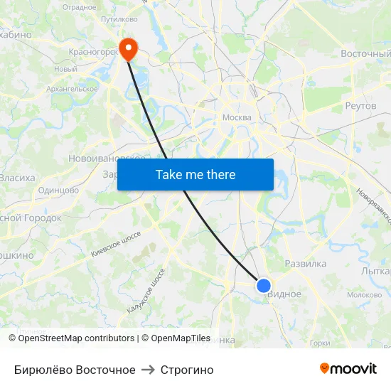 Бирюлёво Восточное to Строгино map