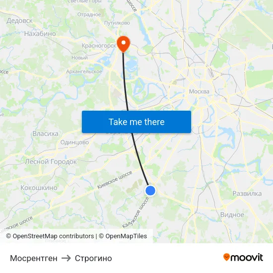 Мосрентген to Строгино map