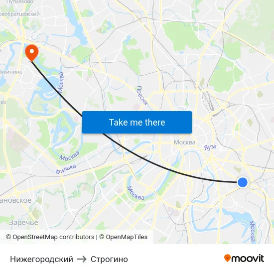 Нижегородский to Строгино map