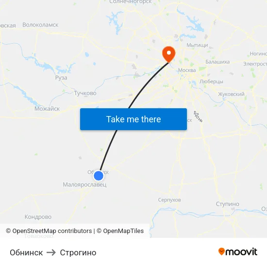 Обнинск to Строгино map
