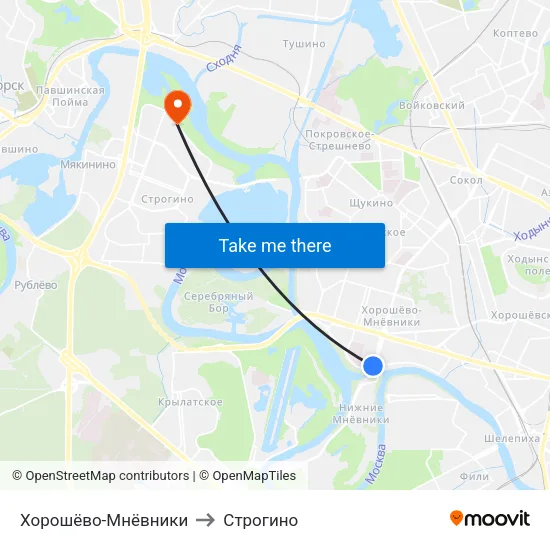 Хорошёво-Мнёвники to Строгино map