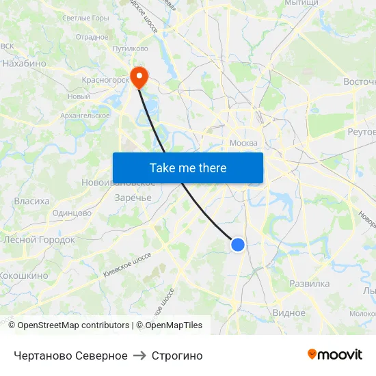 Чертаново Северное to Строгино map