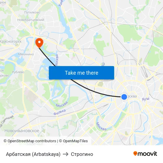 Арбатская (Arbatskaya) to Строгино map