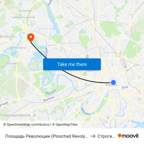 Площадь Революции (Ploschad Revolyutsii) to Строгино map