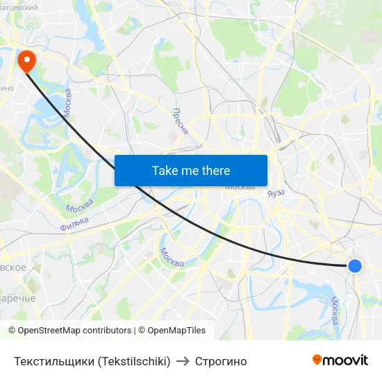 Текстильщики (Tekstilschiki) to Строгино map