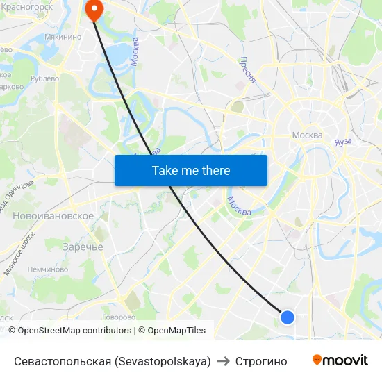 Севастопольская (Sevastopolskaya) to Строгино map