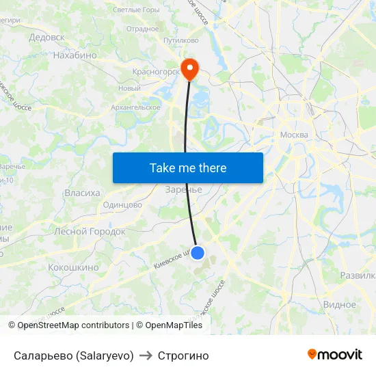 Саларьево (Salaryevo) to Строгино map