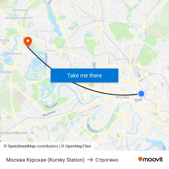 Москва Курская (Kursky Station) to Строгино map