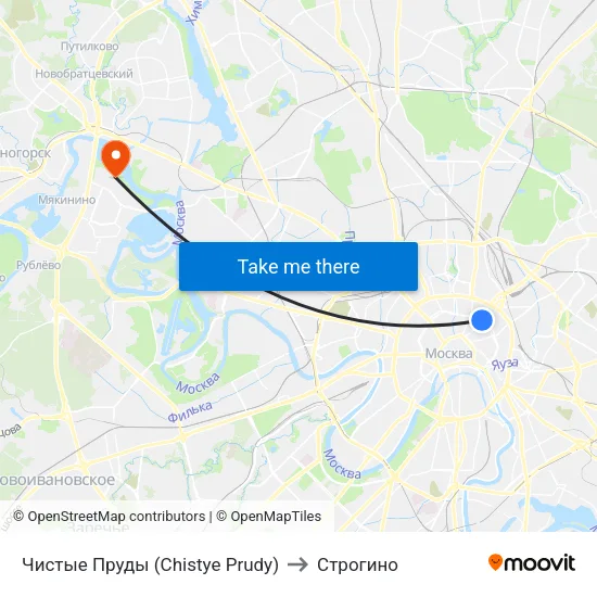 Чистые Пруды (Chistye Prudy) to Строгино map