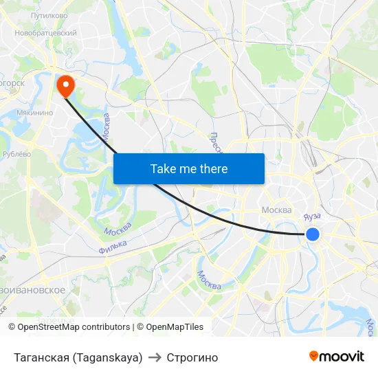 Таганская (Taganskaya) to Строгино map