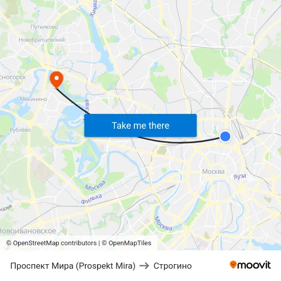 Проспект Мира (Prospekt Mira) to Строгино map