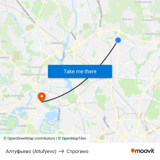 Алтуфьево (Altufyevo) to Строгино map