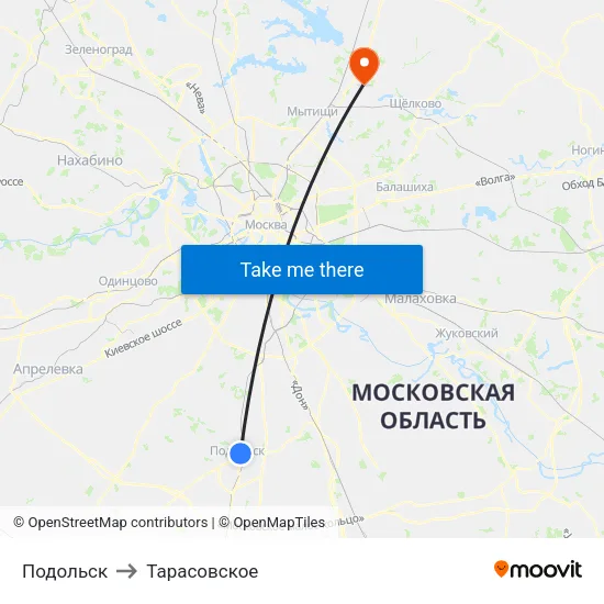 Подольск to Тарасовское map