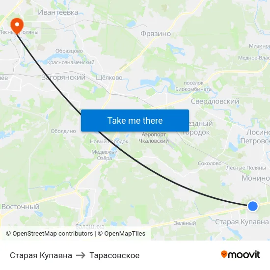 Старая Купавна to Тарасовское map